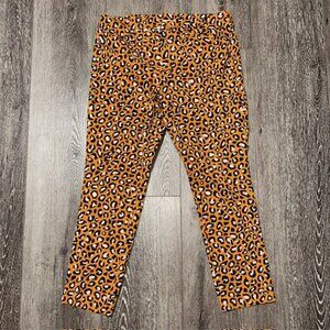 Old Navy Animal Print Cheetah Pixie Ankle Pants Size 12 Orange Black Pink